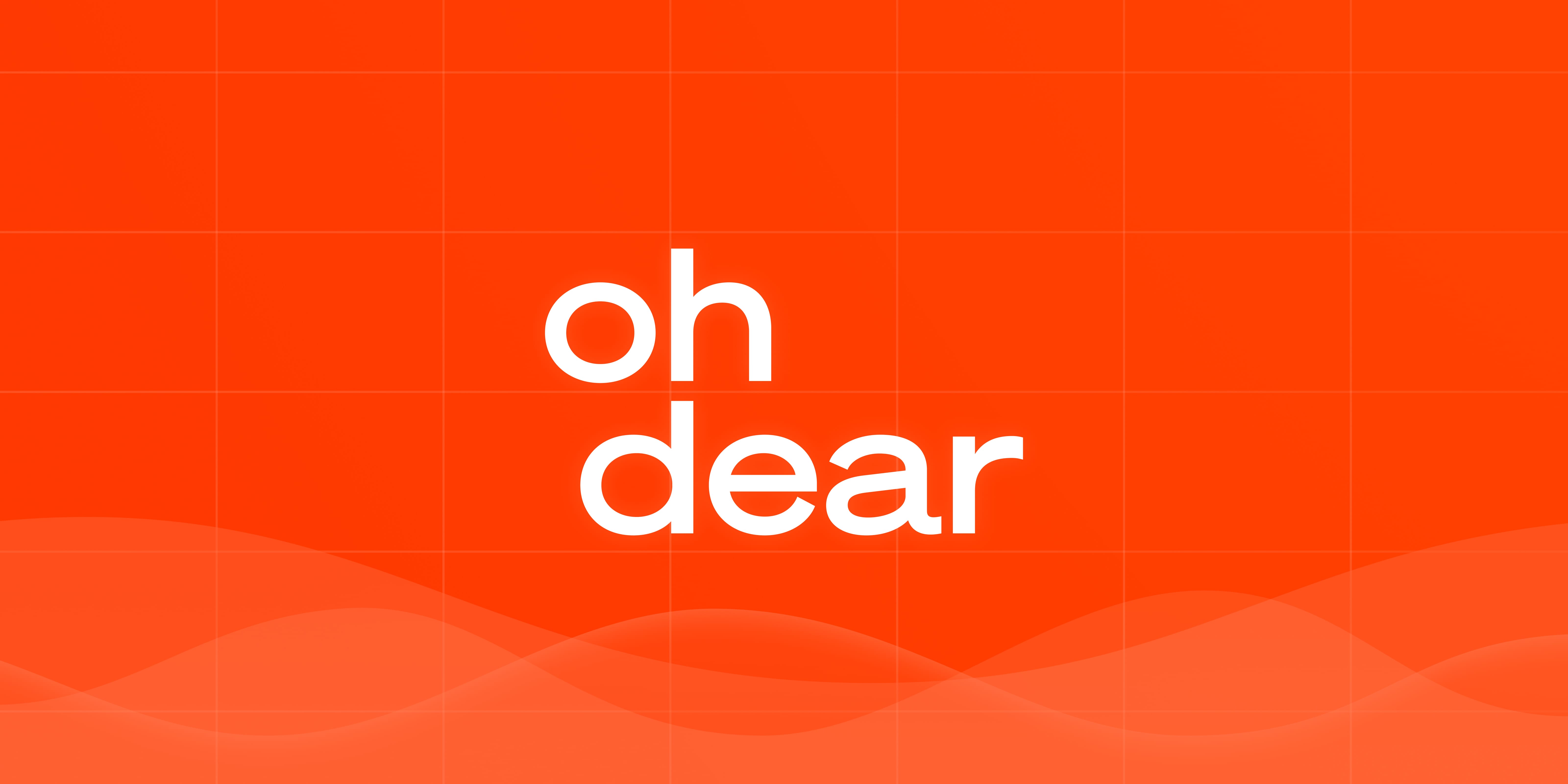 Oh Dear-logo op een oranje achtergrond