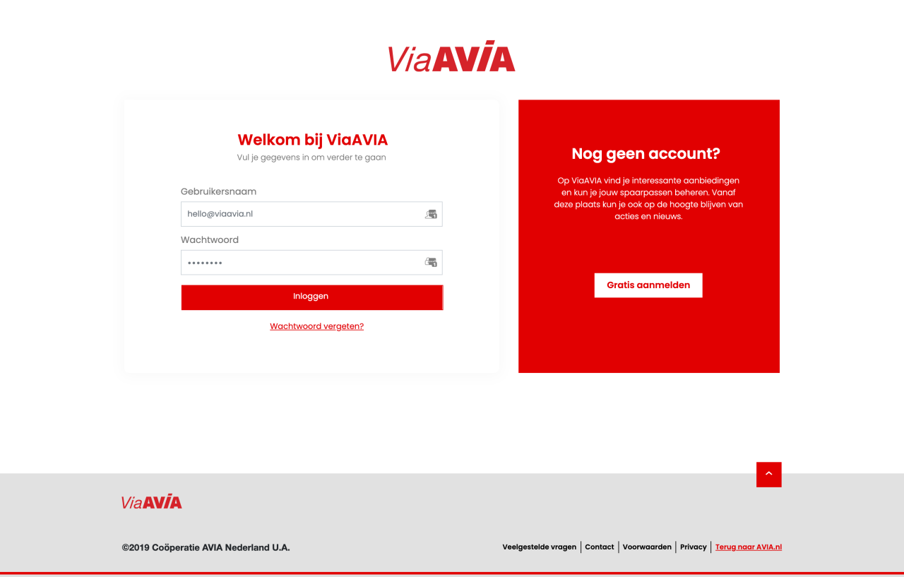 Klantportaal voor het loyaliteitsprogramma van AVIA